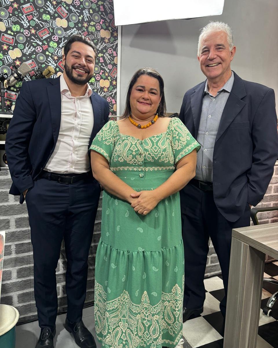 Allan Werson Privat, a apresentadora Fefinha e Edson Henrique de Carvalho.